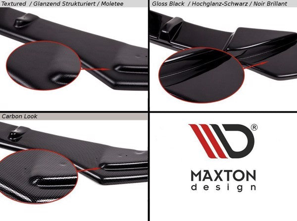 Maxton Central Rear Splitter (With Vertical Bars) Peugeot Partner Mk3 - Gloss Black