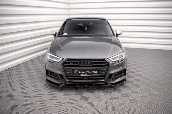 Maxton Front Splitter V.1 Audi S3 / A3 S-Line Sportback 8V Facelift - Gloss Black