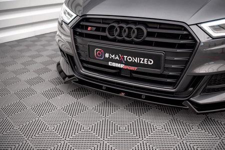 Maxton Front Splitter V.1 Audi S3 / A3 S-Line Sportback 8V Facelift - Gloss Black