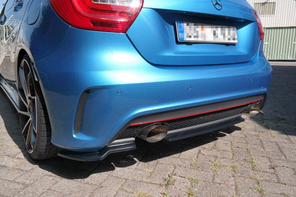 Maxton Central Rear Splitter (Without Vertical Bars) Mercedes-Benz W176 Amg-Line Preface - Gloss Black