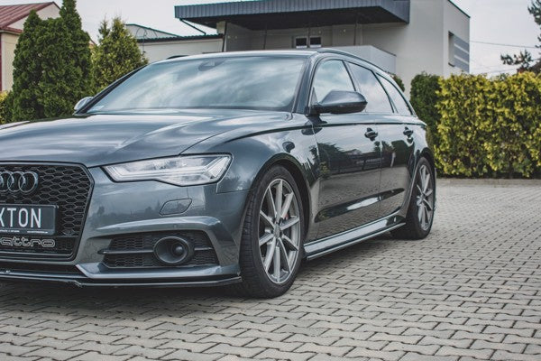 Maxton Side Skirts Audi S6 / A6 S-Line C7 Fl  - Gloss Black