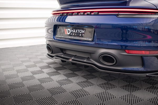 Maxton Central Rear Splitter (With Vertical Bars) V.2 Porsche 911 Carrera Aero 992 - Gloss Black
