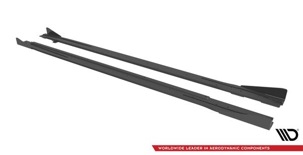 Maxton Street Pro Side Skirts Diffusers + Flaps Audi S3 / A3 S-Line 8Y - Black + Gloss Flaps    