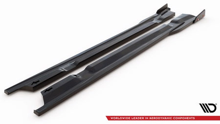 Maxton Side Skirts Diffusers + Flaps Nissan Gtr R35 Facelift - Gloss Black