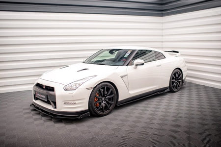 Maxton Side Skirts Diffusers + Flaps Nissan Gtr R35 Facelift - Gloss Black