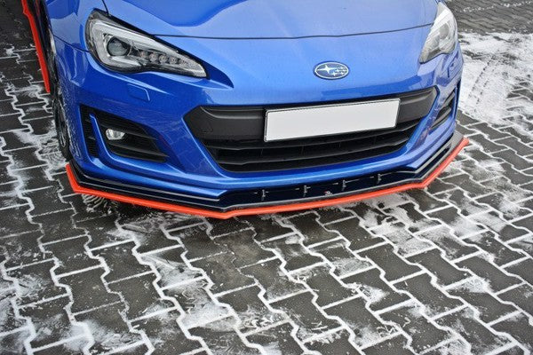 Maxton Front Splitter V.4 Subaru Brz Facelift - Gloss Black + Red