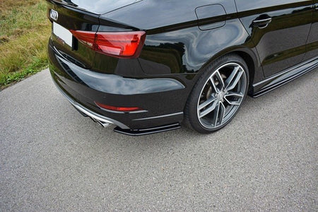Maxton Rear Side Splitters Audi S3 / A3 S-Line 8V Fl Sedan - Gloss Black