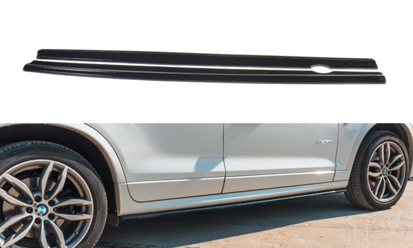 Maxton Side Skirts Diffusers For BMW X3 F25 M-Pack Facelift - Gloss Black