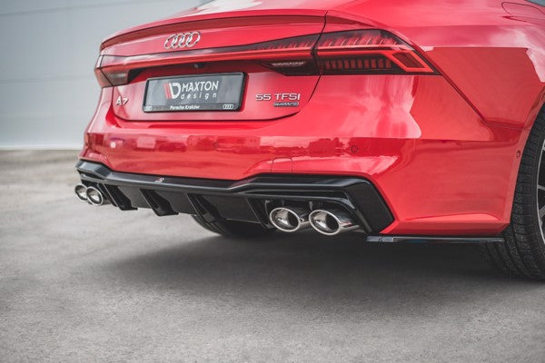 Maxton Rear Valance + Exhaust Ends Imitation Audi A7 C8 S-Line - Chrome 