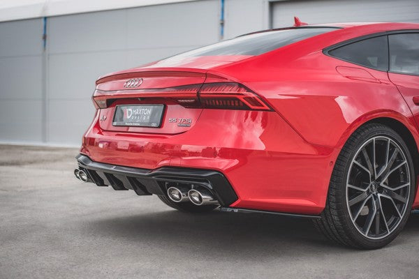 Maxton Rear Valance + Exhaust Ends Imitation Audi A7 C8 S-Line - Chrome 