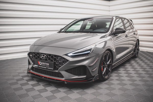 Maxton Front Splitter + Flaps V.1 Hyundai I30 N Hatchback/Fastback Mk3 Facelift - Gloss Black
