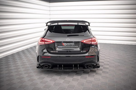 Maxton Street Pro Rear Valance + Flaps Mercedes A35 Amg Hatchback Aero Pack W177 - Black + Gloss Flaps    