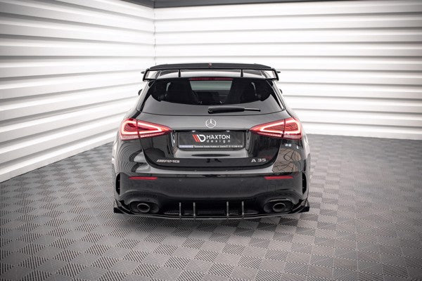 Maxton Street Pro Rear Valance + Flaps Mercedes A35 Amg Hatchback Aero Pack W177 - Black + Gloss Flaps    