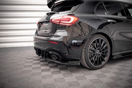 Maxton Street Pro Rear Valance + Flaps Mercedes A35 Amg Hatchback Aero Pack W177 - Black + Gloss Flaps    