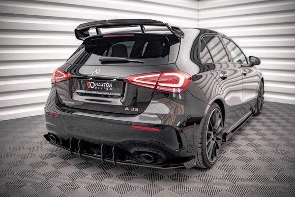 Maxton Street Pro Rear Valance + Flaps Mercedes A35 Amg Hatchback Aero Pack W177 - Black + Gloss Flaps    