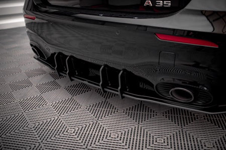 Maxton Street Pro Rear Valance + Flaps Mercedes A35 Amg Hatchback Aero Pack W177 - Black + Gloss Flaps    