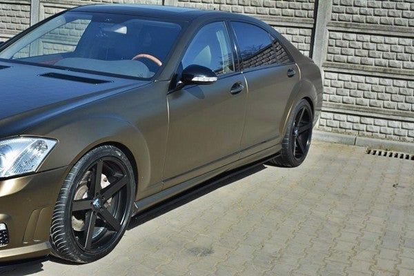 Maxton Side Skirts Diffusers Mercedes S-Class W221 Amg Lwb - Gloss Black