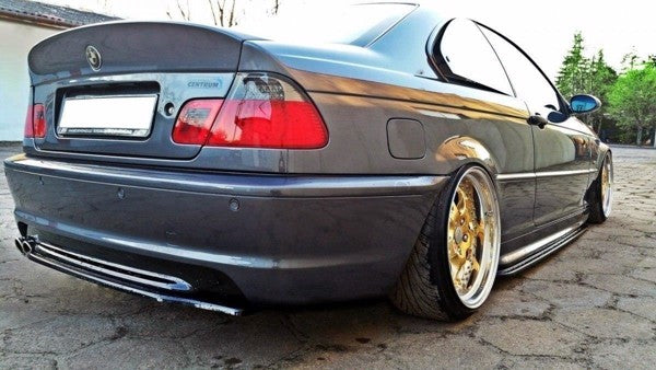 Maxton Central Rear Splitter BMW 3 E46 Mpack Coupe (Without Vertical Bars) - Gloss Black