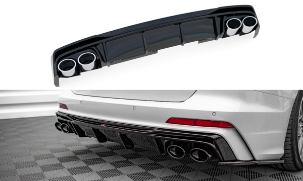 Maxton Rear Valance + Exhaust Ends Imitation Audi A6 C8 S-Line (Chrome)