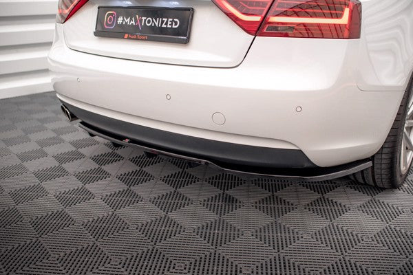 Maxton Central Rear Splitter (With Vertical Bars) Audi A5 Coupe 8T Facelift - Gloss Black