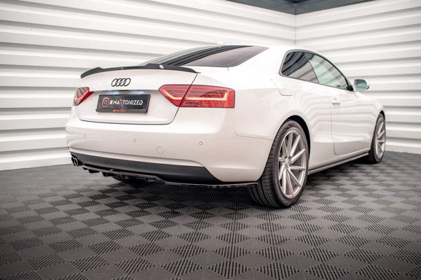 Maxton Central Rear Splitter (With Vertical Bars) Audi A5 Coupe 8T Facelift - Gloss Black