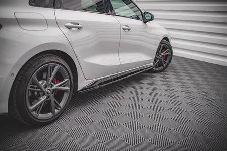 Maxton Side Skirts Diffusers Audi S3 / A3 S-Line 8Y - Gloss Black