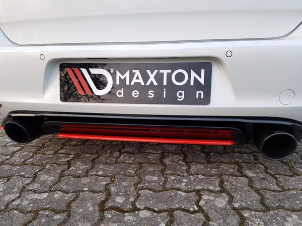 Maxton Central Rear Splitter VW Golf Mk7 Gti Clubsport - Gloss Black