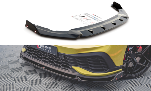 Maxton Front Splitter + Flaps V.1 Volkswagen Golf 8 Gti Clubsport - Gloss Black