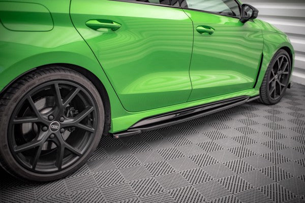 Maxton Side Skirts Diffusers Audi RS3 8Y - Gloss Black