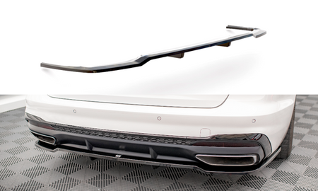 Maxton Central Rear Splitter (With Vertical Bars) Audi A4 S-Line B9 Facelift - Gloss Black