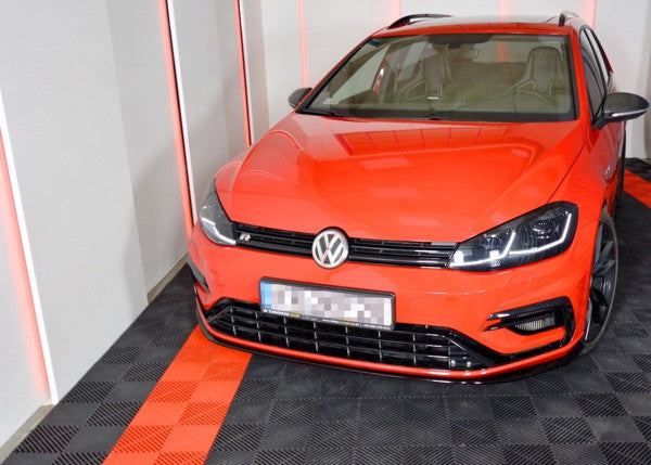 Maxton Front Splitter V.7 VW Golf 7 R / R-Line Facelift - Gloss Black