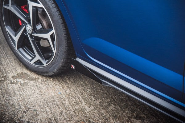 Maxton Racing Durability Side Skirts Diffusers + Flaps Volkswagen Polo Gti Mk6 - Black + Gloss Flaps    
