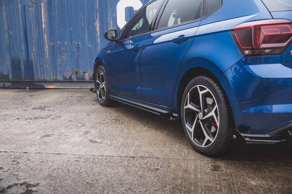 Maxton Racing Durability Side Skirts Diffusers + Flaps Volkswagen Polo Gti Mk6 - Black + Gloss Flaps    