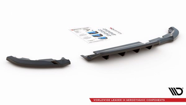 Maxton Central Rear Splitter (With Vertical Bars) Renault Clio Mk5 - Gloss Black