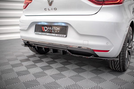 Maxton Central Rear Splitter (With Vertical Bars) Renault Clio Mk5 - Gloss Black