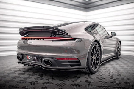 Maxton Central Rear Splitter (With Vertical Bars) Porsche 911 Carrera 4S 992 - Gloss Black