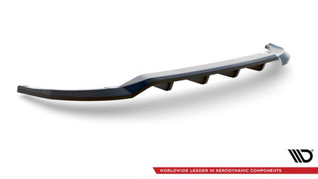 Maxton Central Rear Splitter (With Vertical Bars) Audi A3 Sportback 8Y - Gloss Black