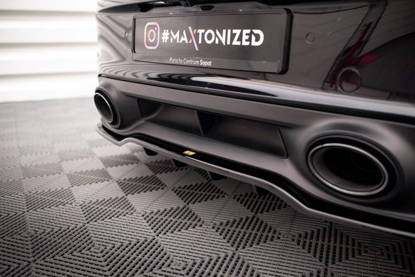 Maxton Central Rear Splitter (With Vertical Bars) Porsche 911 Turbo S 992 - Gloss Black