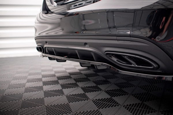 Maxton Central Rear Splitter (With Vertical Bars) Mercedes-Benz C Amg-Line W205 Facelift - Gloss Black