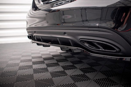 Maxton Central Rear Splitter (With Vertical Bars) Mercedes-Benz C Amg-Line W205 Facelift - Gloss Black