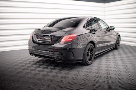 Maxton Central Rear Splitter (With Vertical Bars) Mercedes-Benz C Amg-Line W205 Facelift - Gloss Black
