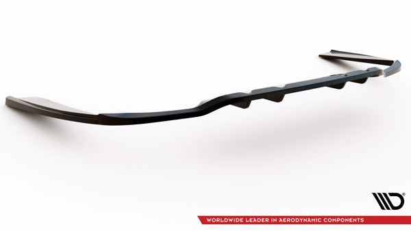 Maxton Central Rear Splitter (With Vertical Bars) Mercedes-Benz C Amg-Line W205 Facelift - Gloss Black