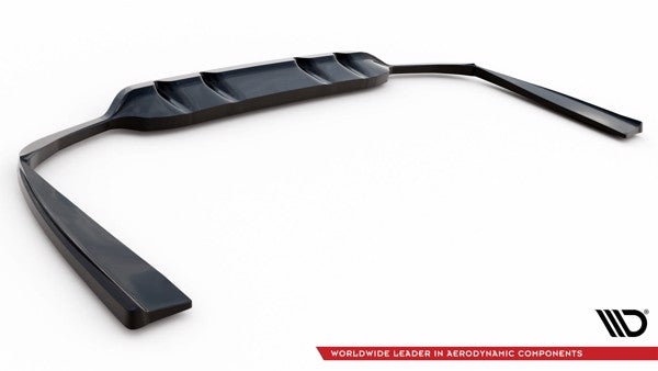 Maxton Central Rear Splitter (With Vertical Bars) Mercedes-Benz C Amg-Line W205 Facelift - Gloss Black