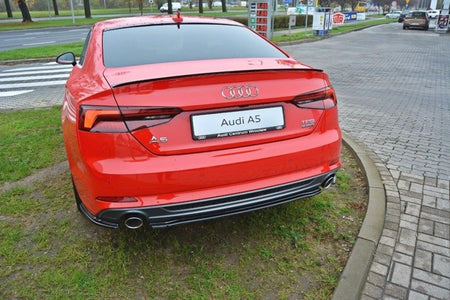 Maxton Central Rear Splitter Audi A5 F5 S-Line (Without Vertical Bars) - Gloss Black
