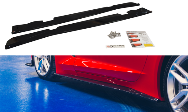 Maxton Side Skirts Diffusers Chevrolet Corvette C7 - Gloss Black