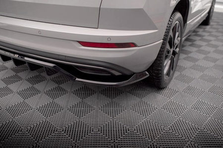 Maxton Central Rear Splitter (With Vertical Bars) Skoda Karoq Sportline Mk1 Facelift - Gloss Black