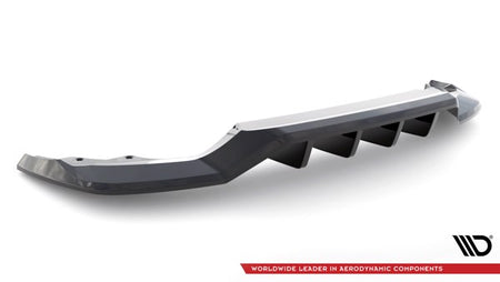Maxton Central Rear Splitter (With Vertical Bars) Skoda Karoq Sportline Mk1 Facelift - Gloss Black