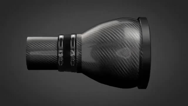 Sort Eventuri carbon intake system med sekundær kanal til Audi B9 RS5/RS4, inklusive luftfilter og monteringsbeslag, vist mod hv