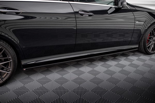 Maxton Side Skirts Diffusers Mercedes-Benz E63 Amg Sedan W212 Facelift - Gloss Black