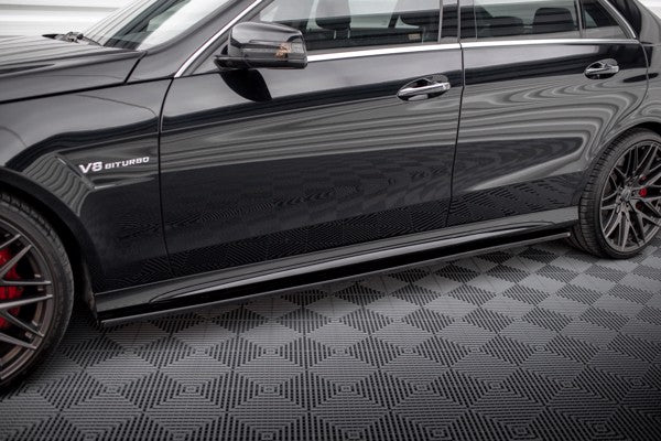 Maxton Side Skirts Diffusers Mercedes-Benz E63 Amg Sedan W212 Facelift - Gloss Black